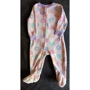 pajama 12 Months Kids sleeper baby girl Donut And Hearts fleece infant wear